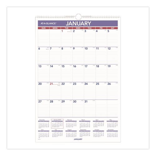Erasable Wall Calendar, 15.5 x 22.75, White Sheets, 12-Month (Jan to Dec): 2025