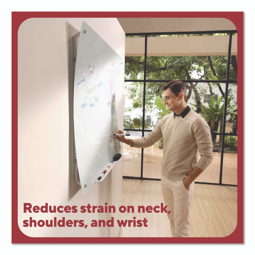 Curved Magnetic Glass Dry Erase Board, 3 ft x 4 ft, White Surface