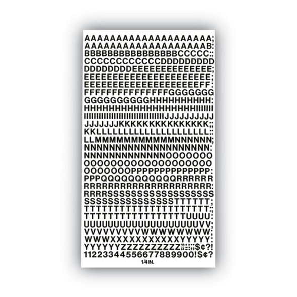 Press-On Vinyl Self-Adhesive Numbers and Uppercase Letters, 0.25" Tall, Black Characters, 610/Pack