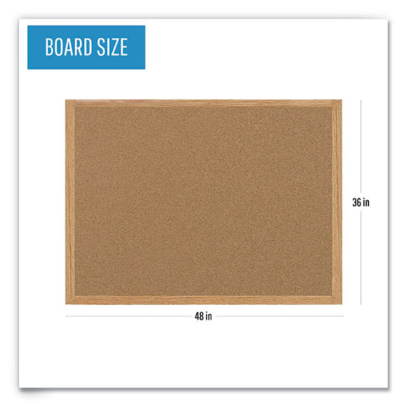Earth Cork Board, 48" x 36", Tan Surface, Oak Finished Wood Frame