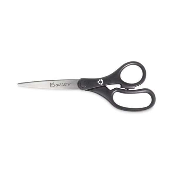 KleenEarth Basic Plastic Handle Scissors, 8" Long, 3.25" Cut Length, Straight Black Handle, 3/Pack