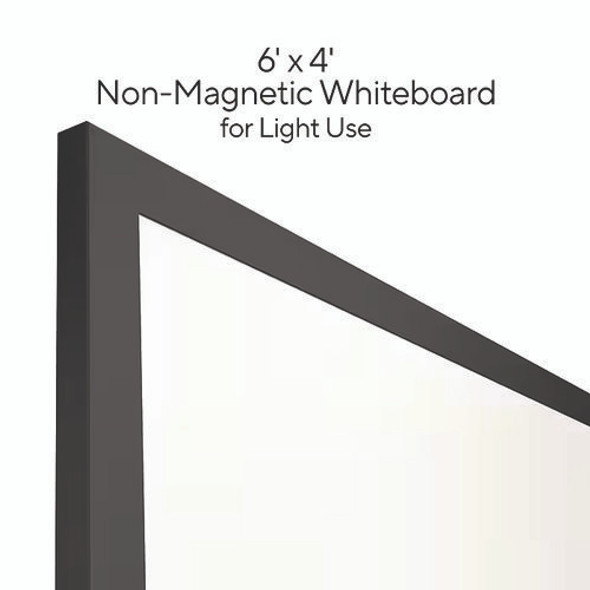 Melamine Dry Erase Board, 72" x 48", White Surface, Black Aluminum Frame