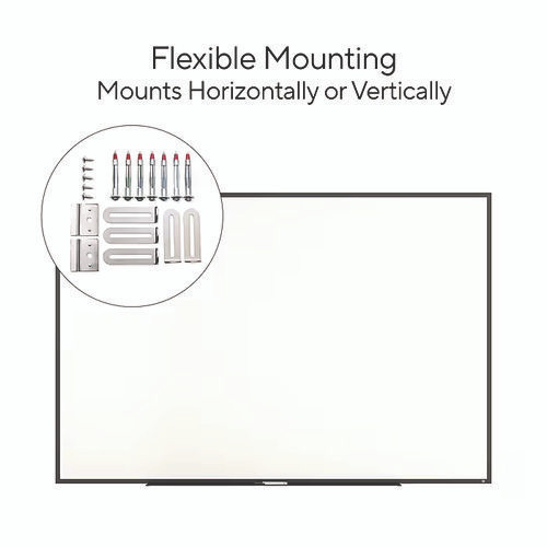 Melamine Dry Erase Board, 72" x 48", White Surface, Black Aluminum Frame