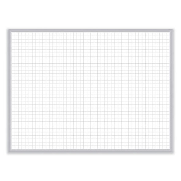 1 x 1 Grid Magnetic Whiteboard, 48.5" x 36.5", White/Gray Surface, Satin Aluminum Frame