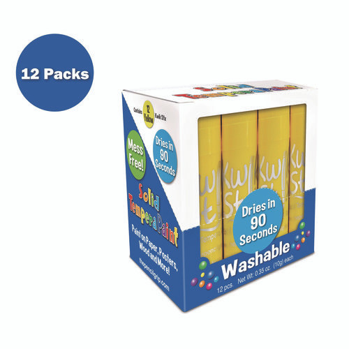 Kwik Stix Single Color Pack, 0.7" x 3.5", Yellow, 12/Pack, 12 Packs/Carton