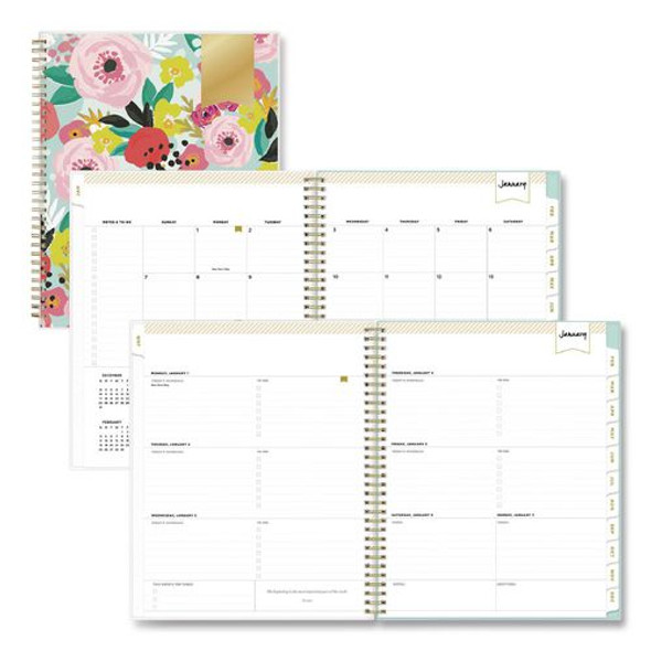 Day Designer Secret Garden Mint Frosted Weekly/Monthly Planner, Floral Artwork, 11 x 8.5, 12-Month (Jan to Dec): 2025