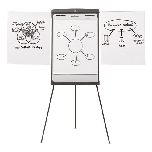 Magnetic Dry Erase Easel, 27" x 35", Graphite Surface, Graphite Gray Plastic Frame