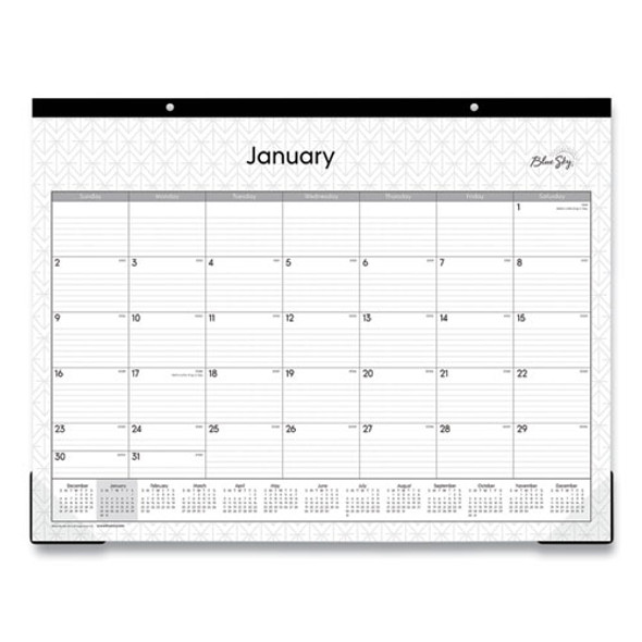 Enterprise Desk Pad, Geometric Artwork, 22 x 17, White/Gray Sheets, Black Binding, Clear Corners, 12-Month (Jan to Dec): 2025