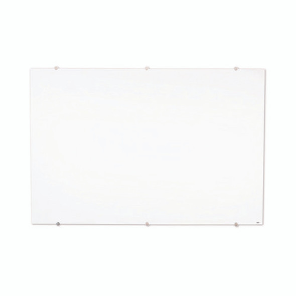 Magnetic Wall-Mounted Glass Board, 48" x 36", White Surface, Silver Aluminum Frame