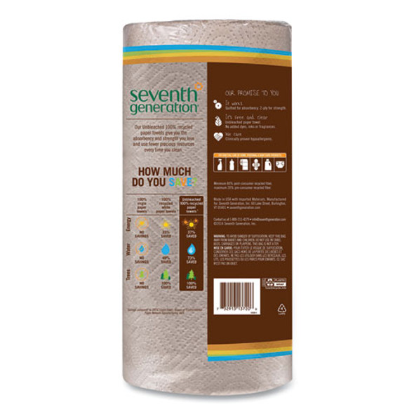 Natural Unbleached 100% Recycled Paper Kitchen Towel Rolls, 2-Ply, Individually Wrapped, 11 x 9, 120/Roll, 30 Rolls/Carton