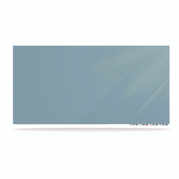 Aria Low-Profile Frameless Magnetic Glassboard, 36" x 24", Denim Blue Surface
