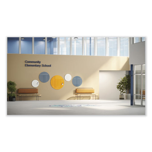 Coda Low Profile Circular Magnetic Glassboard, 48" x 48", White Surface