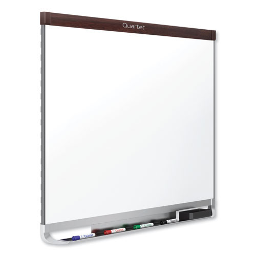 Prestige 2 DuraMax Magnetic Porcelain, 48" x 36", White Surface, Mahogany Finished Fiberboard/Plastic Frame