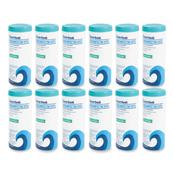 Quat-Based Disinfecting Wipes, 7 x 8, Fresh Scent, 35/Canister, 12 Canisters/Carton