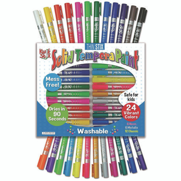 Thin Stix Tempera Paint Set, 12 Assorted Metallic Colors, 24/Set, 6 Sets/Carton