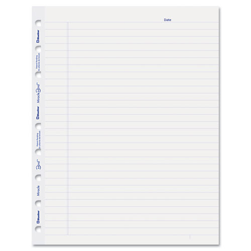 MiracleBind Ruled Paper Refill Sheets for all MiracleBind Notebooks and Planners, 9.25 x 7.25, White/Blue Sheets, Undated