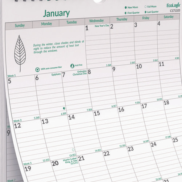 EcoLogix Monthly Wall Calendar, EcoLogix Artwork, 12 x 17, White/Green Sheets, 12-Month (Jan to Dec): 2025 EcoLogix Monthly Wall Calendar, EcoLogix Artwork, 12 x 17, White/Green Sheets, 12-Month (Jan to Dec): 2025
