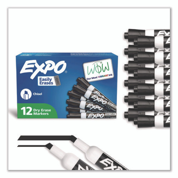 Low-Odor Dry-Erase Marker, Broad Chisel Tip, Black, Dozen