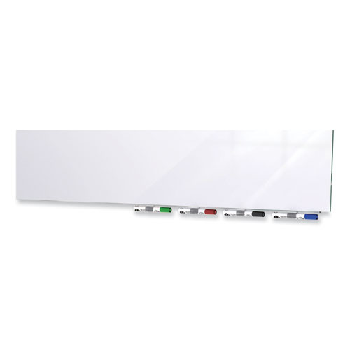 Aria Low-Profile Frameless Magnetic Glassboard, 96" x 48", White Surface