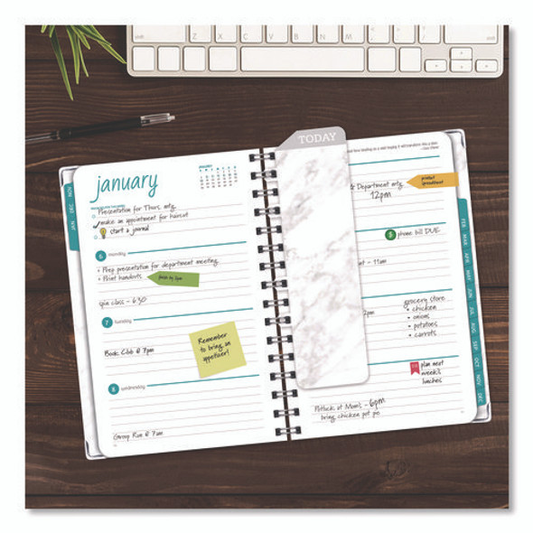 Marble Weekly/Monthly Planner, Marble Stone Artwork, 8 x 5.5, White/Gray/Silver Cover, 14-Month: Nov 2024 to Dec 2025