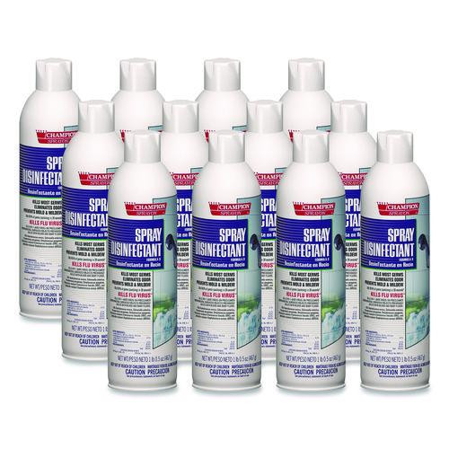 Champion Sprayon Spray Disinfectant, 16.5 oz Aerosol Spray, 12/Carton