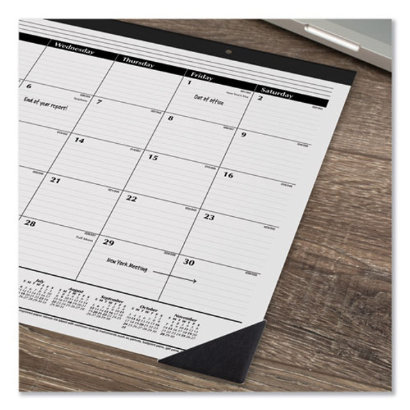 Ruled Desk Pad, 22 x 17, White Sheets, Black Binding, Black Corners, 12-Month (Jan to Dec): 2025