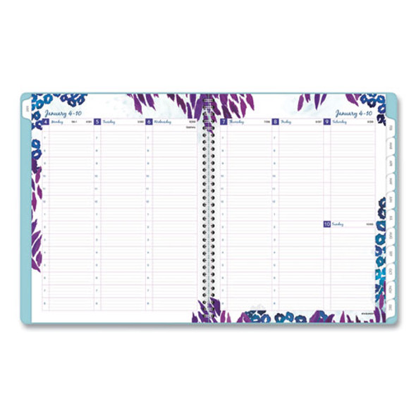 Wild Washes Weekly/Monthly Planner, Flora and Fauna Artwork, 11 x 8.5, Blue Cover, 13-Month: Jan 2025 to Jan 2026