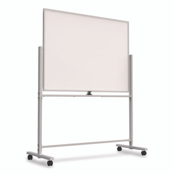 Magnetic Steel Mobile Dry Erase Board, 4 ft x 3 ft, White Surface, Aluminum Frame