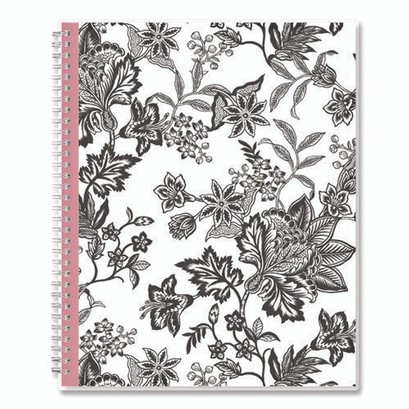 Analeis Create-Your-Own Cover Weekly/Monthly Planner, Floral Artwork, 11 x 8.5, White/Black/Coral, 12-Month (Jan-Dec): 2025
