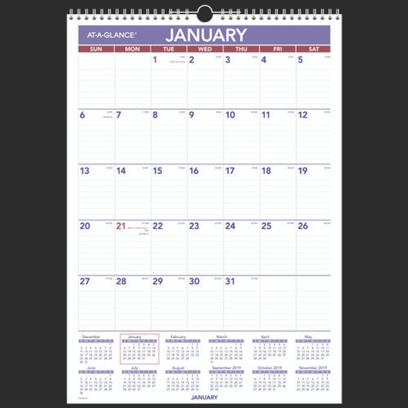 Erasable Wall Calendar, 12 x 17, White Sheets, 12-Month (Jan to Dec): 2025