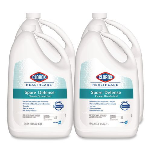 Spore Defense Cleaner Disinfectant, Open System, 1 gal Refill Bottle, 4/Carton
