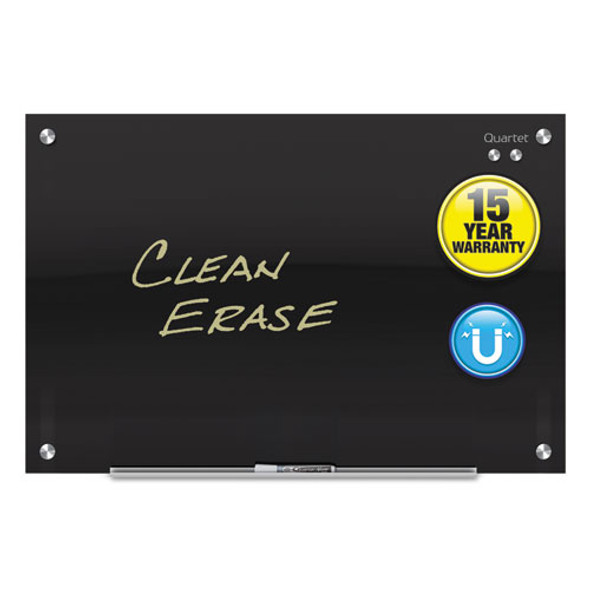 Infinity Magnetic Glass Marker Board, 72" x 48", Black Surface