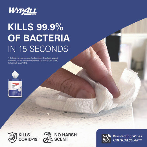 Hydrogen Peroxide Disinfecting Wipes, 1-Ply, 7 x 5.75, Fresh Scent, White, 185 Wipes/Canister