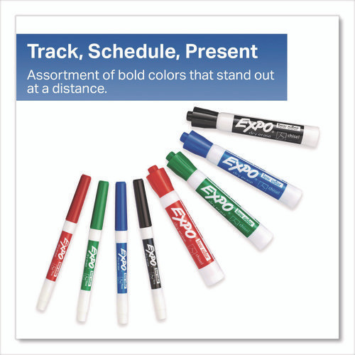 Low-Odor, Dry Erase 10-Color Marker and Eraser Set, Broad Chisel/Fine Bullet Tips, Assorted Colors, 11 Pieces/Set