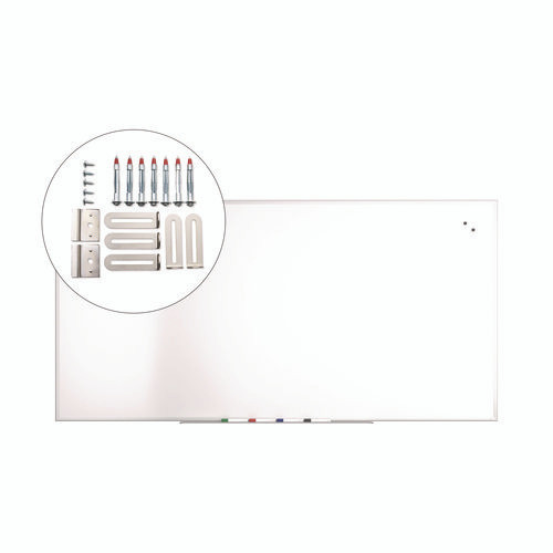 Magnetic Steel Dry Erase Board, 48" x 96", White Surface, White Aluminum Frame