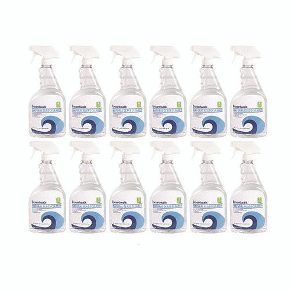 Natural Glass Cleaner, Unscented, 32 oz Trigger Spray Bottle, 12/Carton