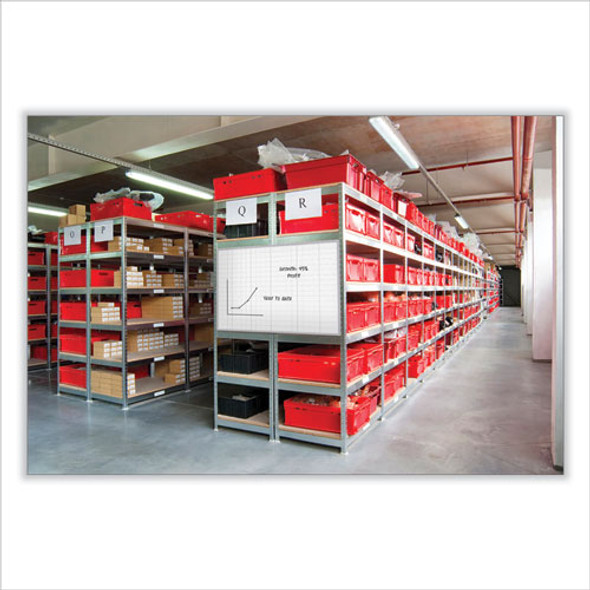 1 x 1 Grid Magnetic Whiteboard, 72.5" x 48.5", White/Gray Surface, Satin Aluminum Frame