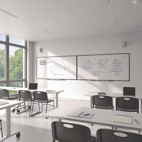 Magnetic Porcelain Dry Erase Board, 96" x 48", White Surface, Black Aluminum Frame