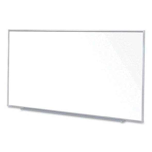 Magnetic Porcelain Whiteboard with Aluminum Frame, 120.59" x 60.47", White Surface, Satin Aluminum Frame