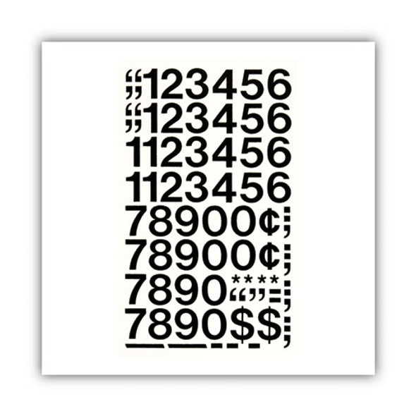 Press-On Vinyl Self-Adhesive Numbers, 1" Tall, Black Characters, 44/Pack