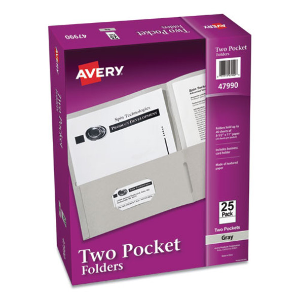 Two-Pocket Folder, 40-Sheet Capacity, 11 x 8.5, Gray, 25/Box