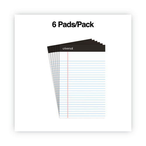 Premium Ruled Writing Pads with Heavy-Duty Back, Narrow Rule, Black Headband, 50 White 5 x 8 Sheets, 6/Pack