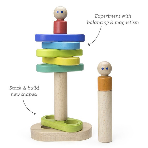 Magnetic Floating Wooden Stacker, Rainbow Magnetic Floating Wooden Stacker, Rainbow