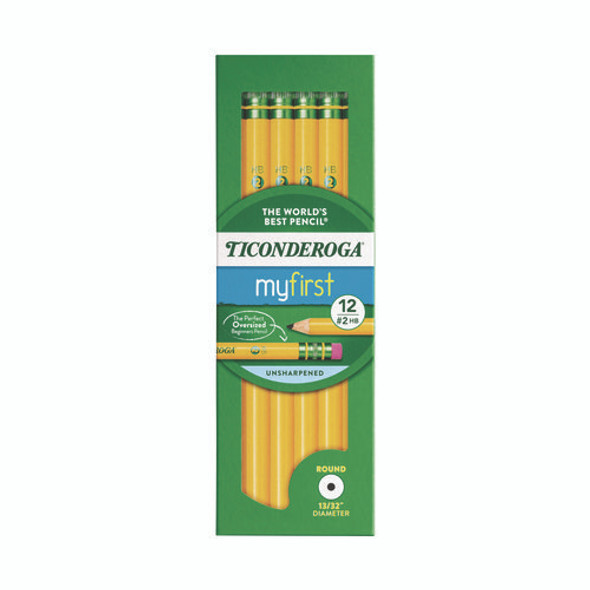 Ticonderoga Beginners Woodcase Pencil with Eraser and Microban, HB (#2), Black Lead, Yellow Barrel, 12/Pack Ticonderoga Beginners Woodcase Pencil with Eraser and Microban, HB (#2), Black Lead, Yellow Barrel, 12/Pack