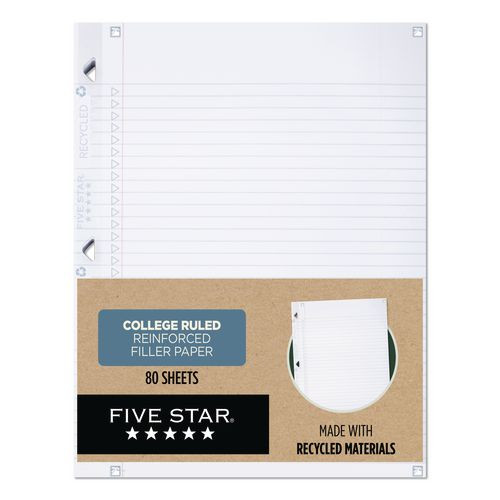 Reinforced Filler Paper Plus Study App, 3-Hole, 8.5 x 11, College Rule, 80/Pack