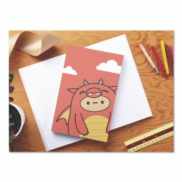 Smoko Tayto Dragon Layflat Notebook, 1-Subject, Medium/College Rule, Orange/Yellow/White Cover, (72) 8 x 5 Sheets