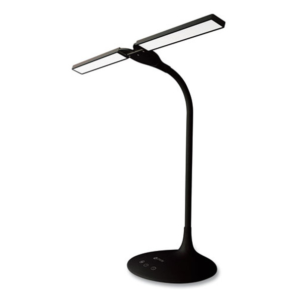 Wellness Series Pivot LED Desk Lamp with Dual Shades, 13.25" to 26" High, Black
