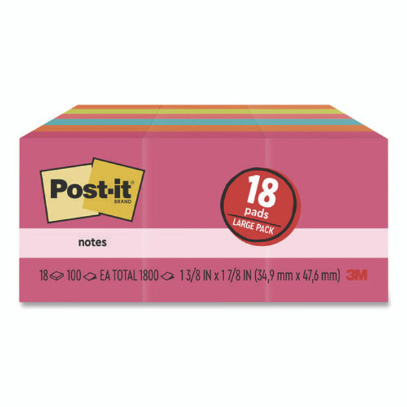Original Pads in Poptimistic Collection Colors, 1.38" x 1.88", 100 Sheets/Pad, 18 Pads/Pack