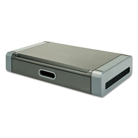 Monitor Riser, 19" x 11" x 4", Black/Gray, Supports 20 lbs Monitor Riser, 19" x 11" x 4", Black/Gray, Supports 20 lbs