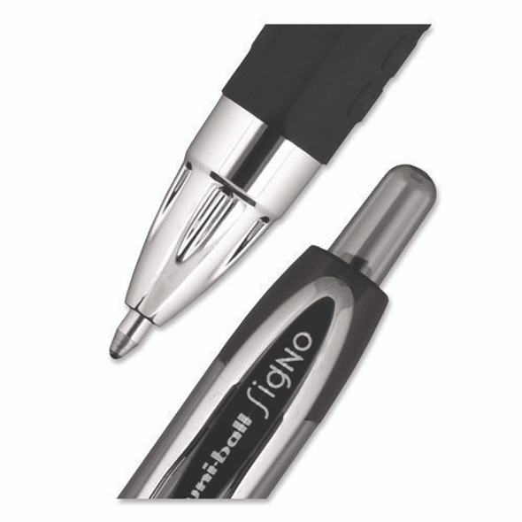 Signo 207 Gel Pen, Retractable, Bold 1 mm, Black Ink, Smoke/Black Barrel, Dozen